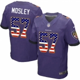 Men's Nike Baltimore Ravens #57 C.J. Mosley Elite Purple Home USA Flag Fashion NFL Jersey