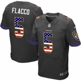 Men's Nike Baltimore Ravens #5 Joe Flacco Elite Black Alternate USA Flag Fashion NFL Jersey