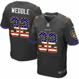 Men's Nike Baltimore Ravens #32 Eric Weddle Elite Black Alternate USA Flag Fashion NFL Jersey
