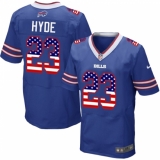 Men's Nike Buffalo Bills #23 Micah Hyde Elite Royal Blue Home USA Flag Fashion NFL Jersey