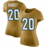 NFL Women's Nike Jacksonville Jaguars #20 Jalen Ramsey Gold Rush Pride Name & Number T-Shirt