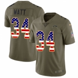 Youth Nike Los Angeles Chargers #34 Derek Watt Limited Olive/USA Flag 2017 Salute to Service NFL Jersey