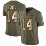 Youth Nike Los Angeles Chargers #14 Dan Fouts Limited Olive/Gold 2017 Salute to Service NFL Jersey