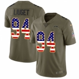 Men's Nike Los Angeles Chargers #94 Corey Liuget Limited Olive/USA Flag 2017 Salute to Service NFL Jersey
