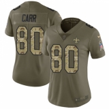 Women's Nike New Orleans Saints #80 Austin Carr Limited Olive Camo 2017 Salute to Service NFL Jersey