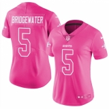 Women's Nike New Orleans Saints #5 Teddy Bridgewater Limited Pink Rush Fashion NFL Jersey