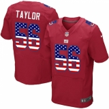 Men's Nike New York Giants #56 Lawrence Taylor Elite Red Alternate USA Flag Fashion NFL Jersey