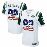 Men's Nike New York Jets #92 Leonard Williams Elite White Road USA Flag Fashion NFL Jersey