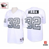 Mitchell and Ness Oakland Raiders #32 Marcus Allen White with Silver No. Authentic NFL Throwback Jersey