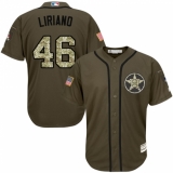 Youth Majestic Houston Astros #46 Francisco Liriano Replica Green Salute to Service MLB Jersey