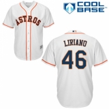 Youth Majestic Houston Astros #46 Francisco Liriano Authentic White Home Cool Base MLB Jersey