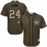 Men's Majestic Houston Astros #24 Jimmy Wynn Replica Green Salute to Service MLB Jersey