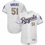 Men's Majestic Kansas City Royals #51 Jason Vargas White Flexbase Authentic Collection MLB Jersey
