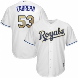 Men's Majestic Kansas City Royals #53 Melky Cabrera Replica White Home Cool Base MLB Jersey