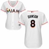 Women's Majestic Miami Marlins #8 Andre Dawson Replica White Home Cool Base MLB Jersey