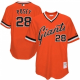 Men's Mitchell and Ness San Francisco Giants #28 Buster Posey Authentic Orange Throwback MLB Jersey