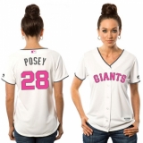 Women's Majestic San Francisco Giants #28 Buster Posey Authentic White Mother's Day Cool Base MLB Jersey