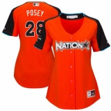Women's Majestic San Francisco Giants #28 Buster Posey Authentic Orange National League 2017 MLB All-Star MLB Jersey