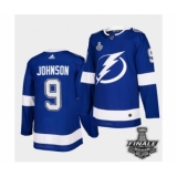 Men's Adidas Lightning #9 Tyler Johnson Blue Home Authentic 2021 Stanley Cup Jersey