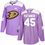 Men's Adidas Anaheim Ducks #45 Sami Vatanen Authentic Purple Fights Cancer Practice NHL Jersey