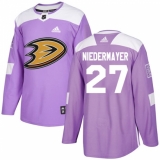Men's Adidas Anaheim Ducks #27 Scott Niedermayer Authentic Purple Fights Cancer Practice NHL Jersey