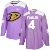 Youth Adidas Anaheim Ducks #4 Cam Fowler Authentic Purple Fights Cancer Practice NHL Jersey