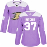 Women's Adidas Anaheim Ducks #37 Nick Ritchie Authentic Purple Fights Cancer Practice NHL Jersey