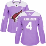 Women's Adidas Arizona Coyotes #4 Niklas Hjalmarsson Authentic Purple Fights Cancer Practice NHL Jersey
