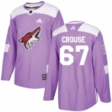 Men's Adidas Arizona Coyotes #67 Lawson Crouse Authentic Purple Fights Cancer Practice NHL Jersey