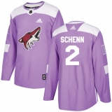 Men's Adidas Arizona Coyotes #2 Luke Schenn Authentic Purple Fights Cancer Practice NHL Jersey