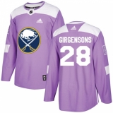 Youth Adidas Buffalo Sabres #28 Zemgus Girgensons Authentic Purple Fights Cancer Practice NHL Jersey