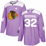Youth Adidas Chicago Blackhawks #32 Michal Rozsival Authentic Purple Fights Cancer Practice NHL Jersey