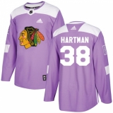 Men's Adidas Chicago Blackhawks #38 Ryan Hartman Authentic Purple Fights Cancer Practice NHL Jersey