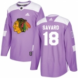 Youth Adidas Chicago Blackhawks #18 Denis Savard Authentic Purple Fights Cancer Practice NHL Jersey