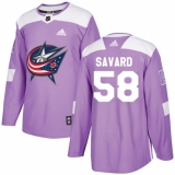Youth Adidas Columbus Blue Jackets #58 David Savard Authentic Purple Fights Cancer Practice NHL Jersey