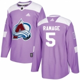 Youth Adidas Colorado Avalanche #5 Rob Ramage Authentic Purple Fights Cancer Practice NHL Jersey