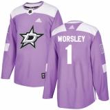 Youth Adidas Dallas Stars #1 Gump Worsley Authentic Purple Fights Cancer Practice NHL Jersey