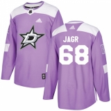 Men's Adidas Dallas Stars #68 Jaromir Jagr Authentic Purple Fights Cancer Practice NHL Jersey