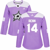 Women's Adidas Dallas Stars #14 Jamie Benn Authentic Purple Fights Cancer Practice NHL Jersey