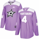 Men's Adidas Dallas Stars #4 Craig Hartsburg Authentic Purple Fights Cancer Practice NHL Jersey