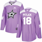 Men's Adidas Dallas Stars #18 Tyler Pitlick Authentic Purple Fights Cancer Practice NHL Jersey