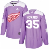 Youth Adidas Detroit Red Wings #35 Jimmy Howard Authentic Purple Fights Cancer Practice NHL Jersey