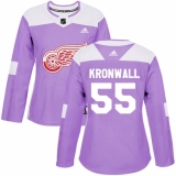 Women's Adidas Detroit Red Wings #55 Niklas Kronwall Authentic Purple Fights Cancer Practice NHL Jersey