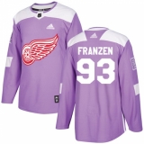 Men's Adidas Detroit Red Wings #93 Johan Franzen Authentic Purple Fights Cancer Practice NHL Jersey