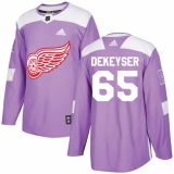 Youth Adidas Detroit Red Wings #65 Danny DeKeyser Authentic Purple Fights Cancer Practice NHL Jersey