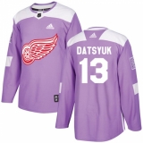 Men's Adidas Detroit Red Wings #13 Pavel Datsyuk Authentic Purple Fights Cancer Practice NHL Jersey
