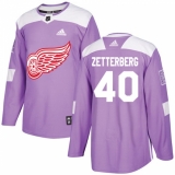 Youth Adidas Detroit Red Wings #40 Henrik Zetterberg Authentic Purple Fights Cancer Practice NHL Jersey