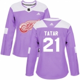 Women's Adidas Detroit Red Wings #21 Tomas Tatar Authentic Purple Fights Cancer Practice NHL Jersey