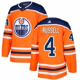 Youth Adidas Edmonton Oilers #4 Kris Russell Authentic Orange Home NHL Jersey