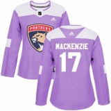 Women's Adidas Florida Panthers #17 Derek MacKenzie Authentic Purple Fights Cancer Practice NHL Jersey